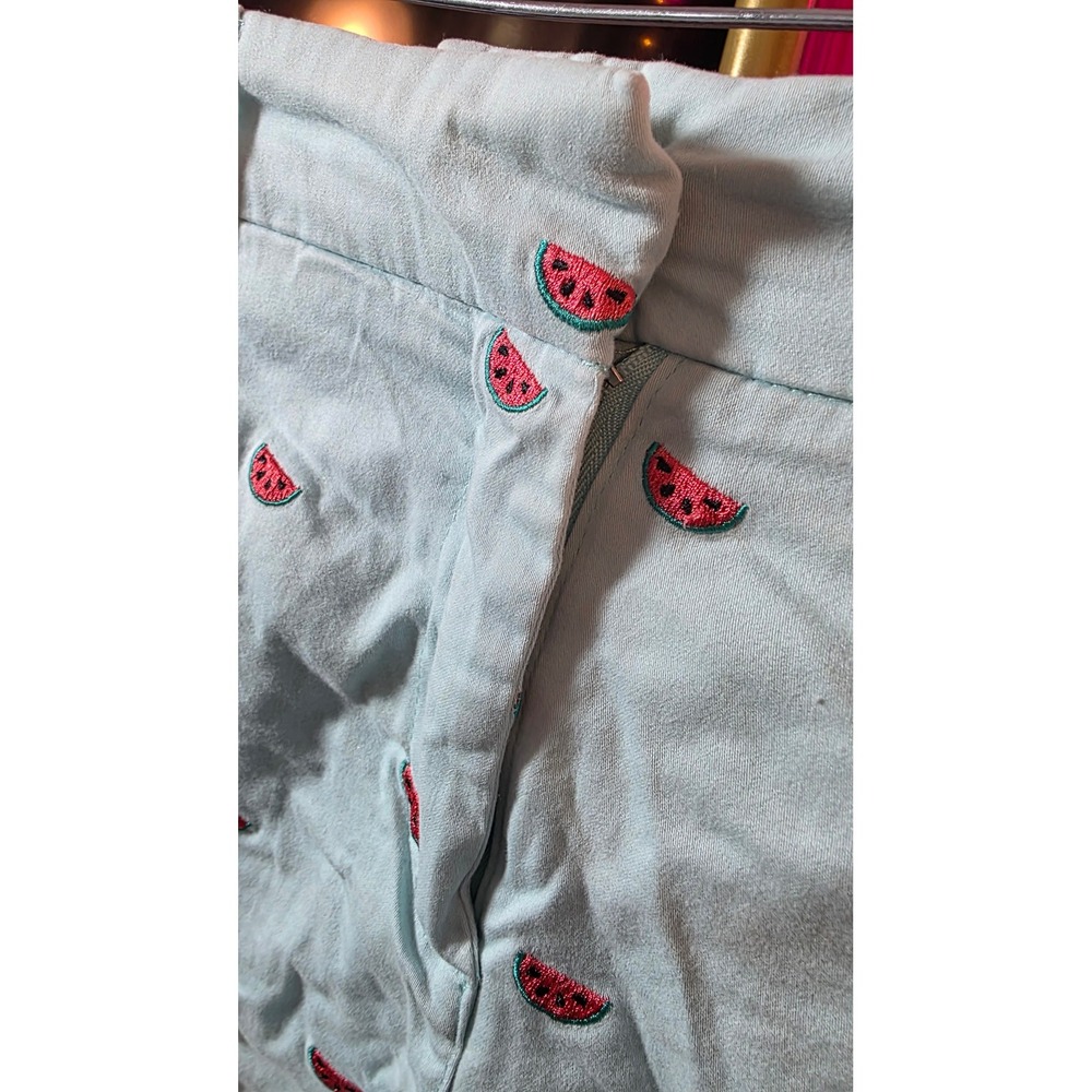 Cambridge Dry Goods Watermelon Embroidered Shorts Blue High Rise Womens Size 10 - Picture 5 of 7